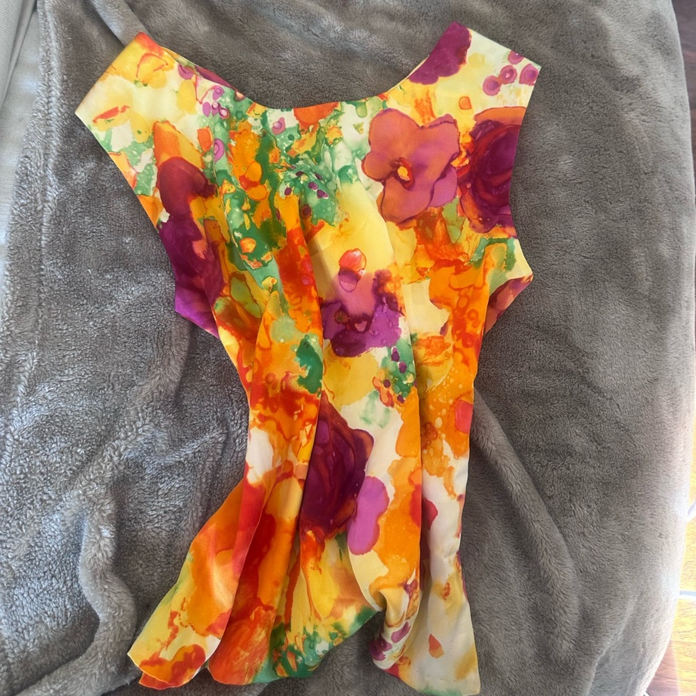 Vintage floral bright silky top